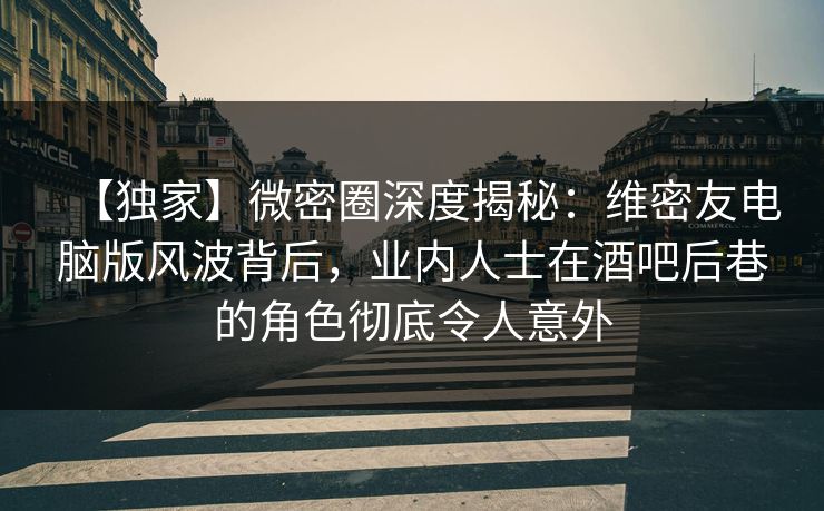 【独家】微密圈深度揭秘：维密友电脑版风波背后，业内人士在酒吧后巷的角色彻底令人意外