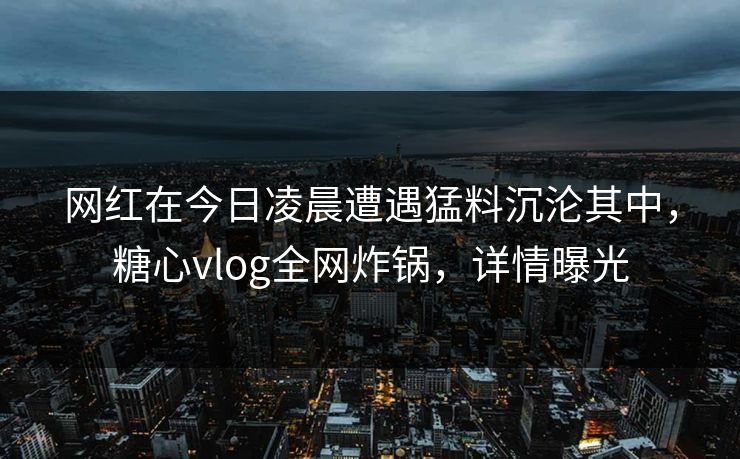 网红在今日凌晨遭遇猛料沉沦其中,糖心vlog全网炸锅,详情曝光